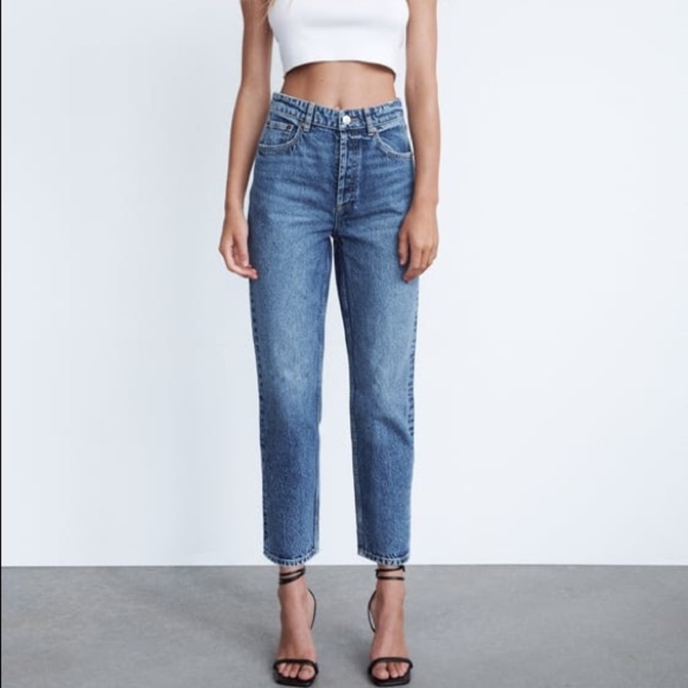 ZARA High Rise Straight Leg Jeans